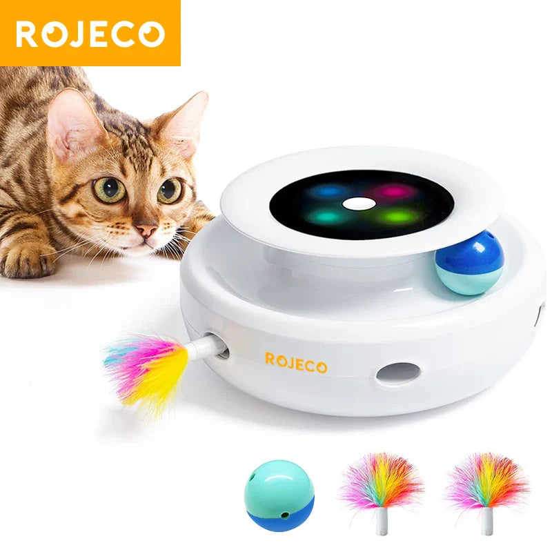 Rojeco 2 In 1 Smart Feather Ball Toy For Cats Dogs Set