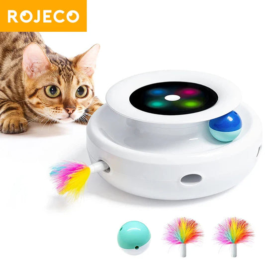 Rojeco 2 In 1 Smart Feather Ball Toy For Cats Dogs Set